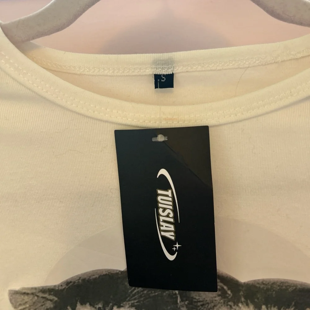 Cat Print Cream T-Shirt